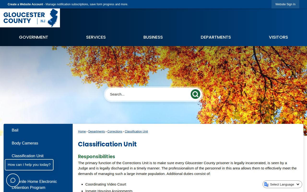 Gloucester County release classification and Salem facility routing