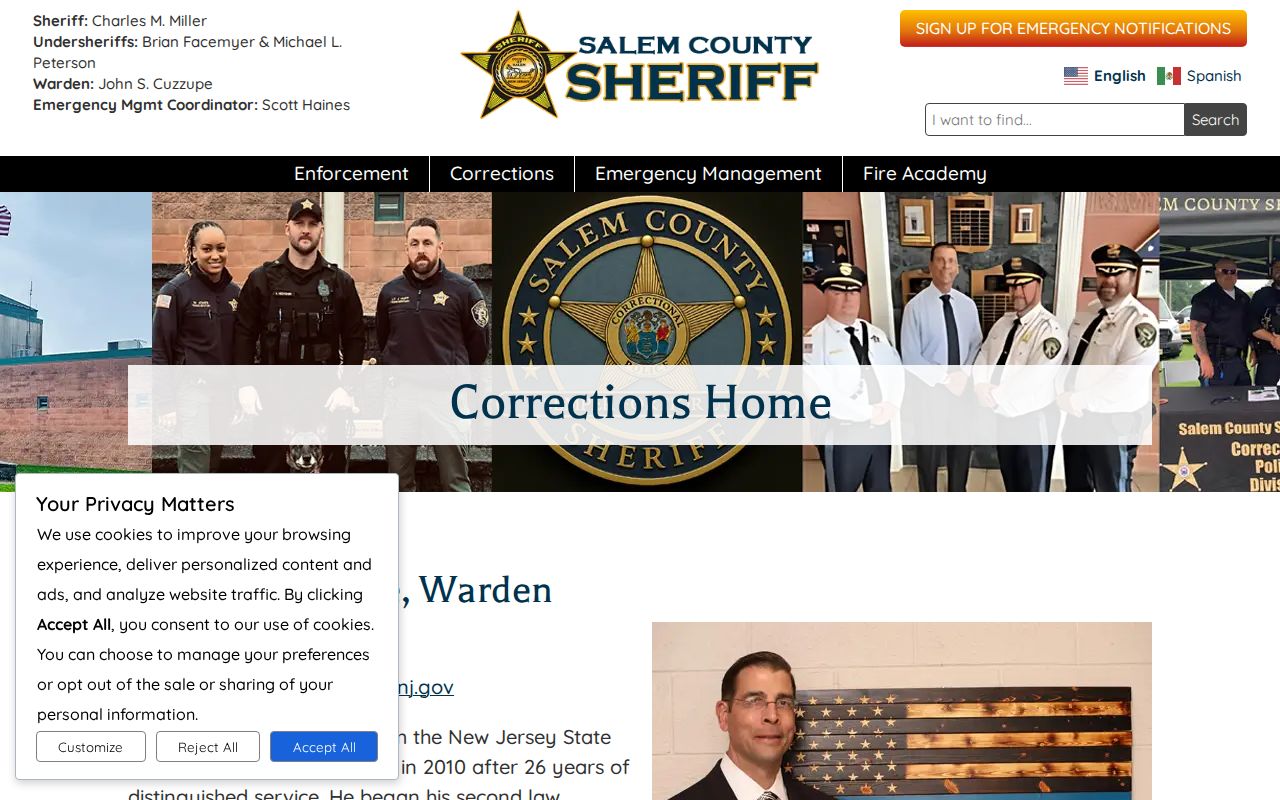 Salem County jail source for Gloucester County 72-hour release records